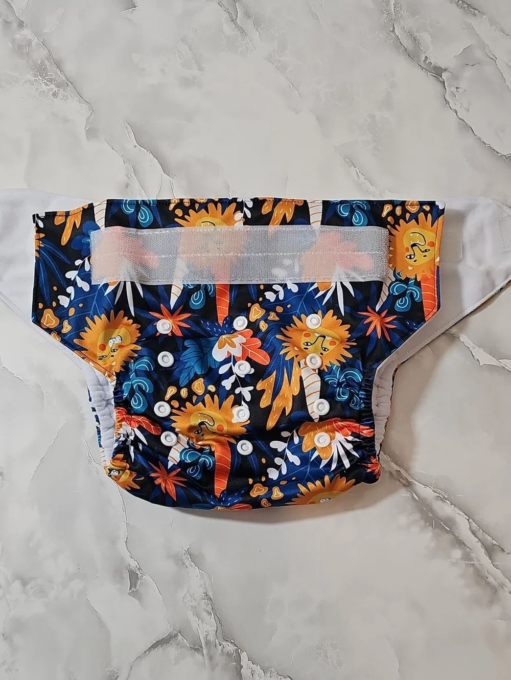 Large Reusable Pocket Cloth Diaper Adjustable Snaps Velcro Closure